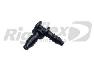 CONECTOR PLASTICO EN "L" CON RACORD DE 6 MM